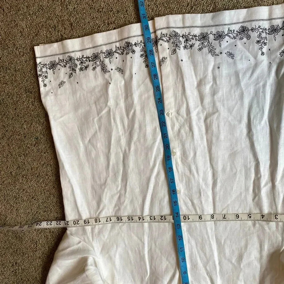 Norton McNaughton 100% Linen Floral Embroidery Button Up Shirt Women Size M - Picture 2 of 8